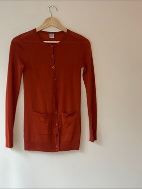 Toteme Rust Orange Lightweight Button-Front Cardigan